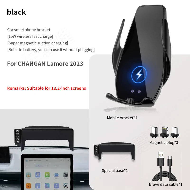 Car Phone Holder For CHANGAN Lamore 2023 screen navigation bracket magnetic new energy wireless charging rack Zpaxo For Lamore 23