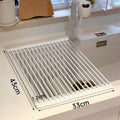 Silicone Kitchen Sink Drain Rack Foldable Roll Up Dish Drying Rack Over The Sink Filter Grid Drain Basket Countertop Draining Ma Zpaxo WHITE