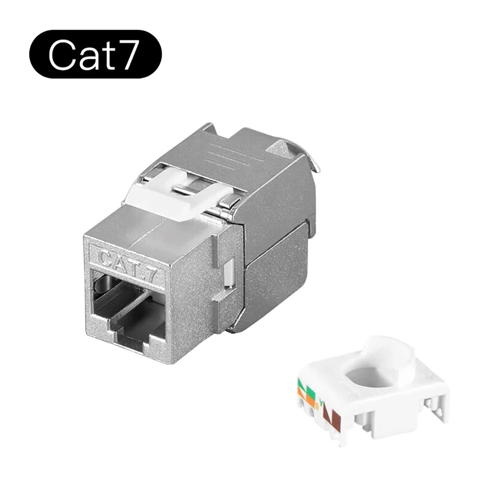 Cat7 CAT6A STP Shielded RJ45 Keystone Jack Zinc Alloy Adapter RJ45 Keystone Jack Zpaxo CAT7 shield