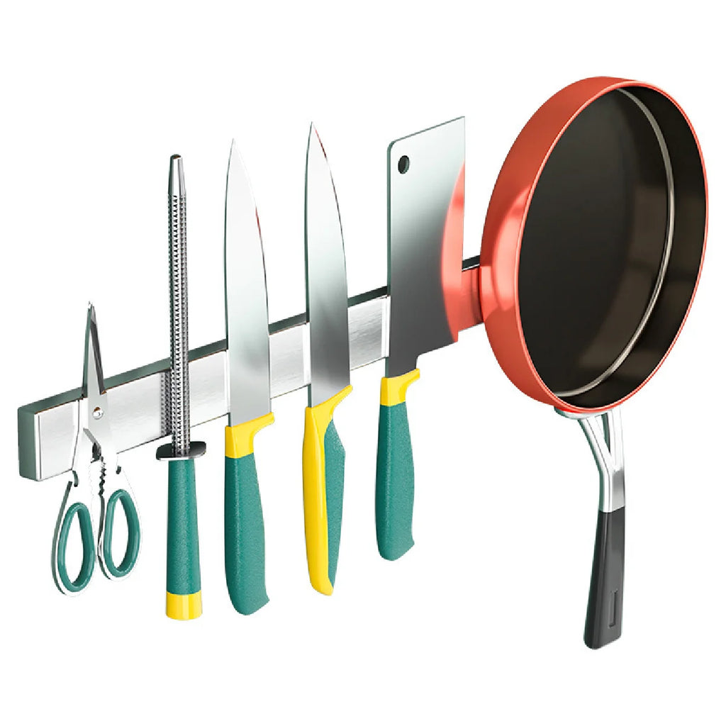 No Drill Magnetic Knife Holder for Wall, Strong Magnet Knife Storage Rack, Self Adhesive Kitchen Utensil Organizer, Multipurpose Zpaxo