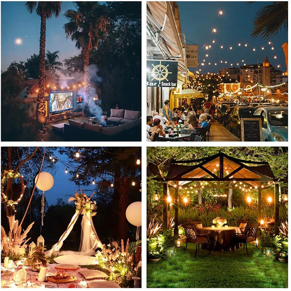 Solar G40 Outdoor String Lights Remote Controls LED Shatterproof Zpaxo