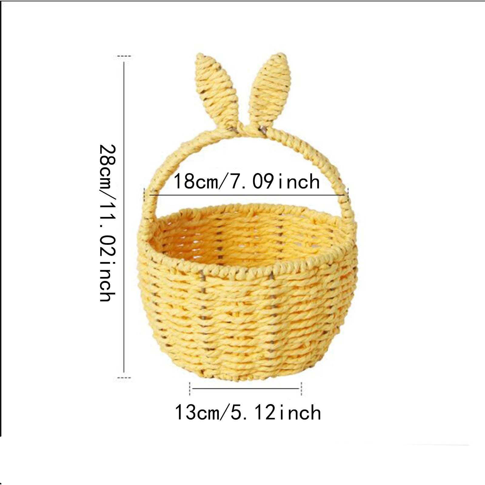 Adorable Bunny Ears Woven Basket for Easter Gifts for Picnic Wedding Party Candy Flower Basket Empty Snacks Basket Decor Zpaxo Yellow