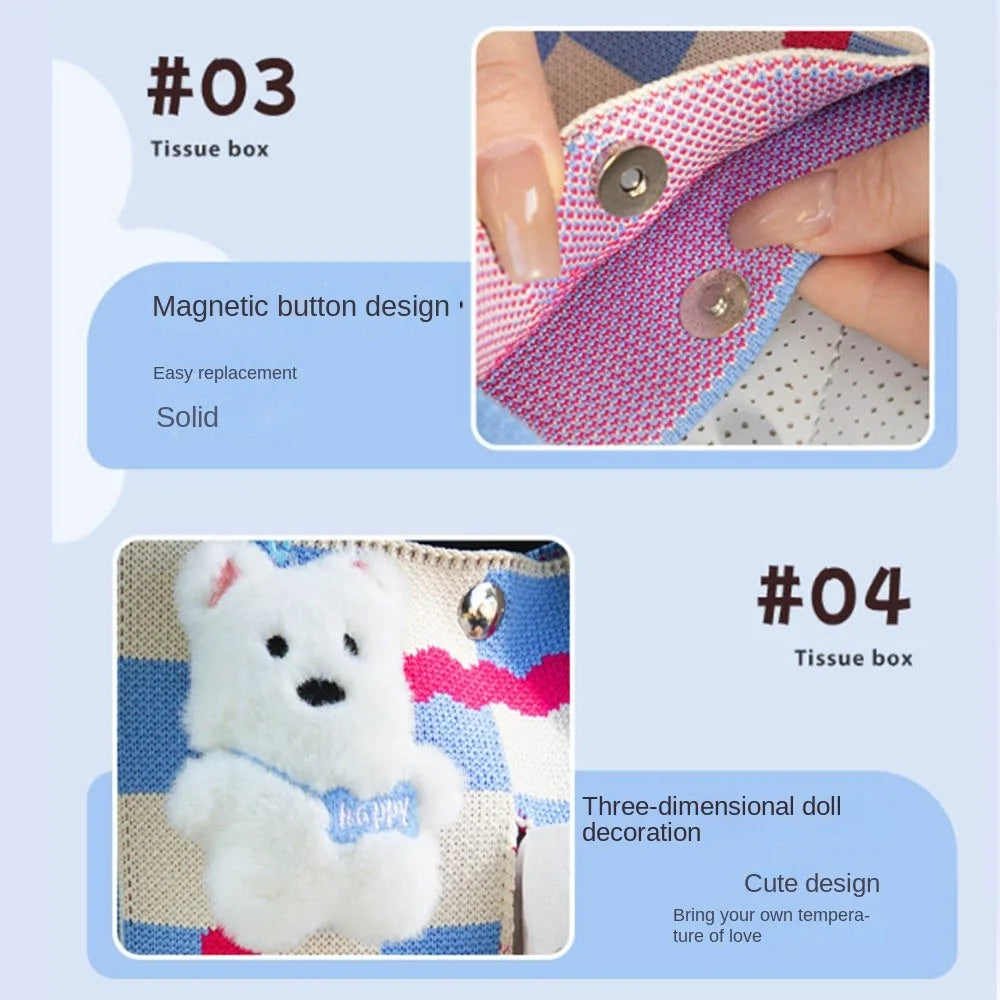 Cute Dog Car Back Seat Tissue Box Space Saving Animal Tissue Case Holder Universal INS Car Hanging Napkin Holder Zpaxo