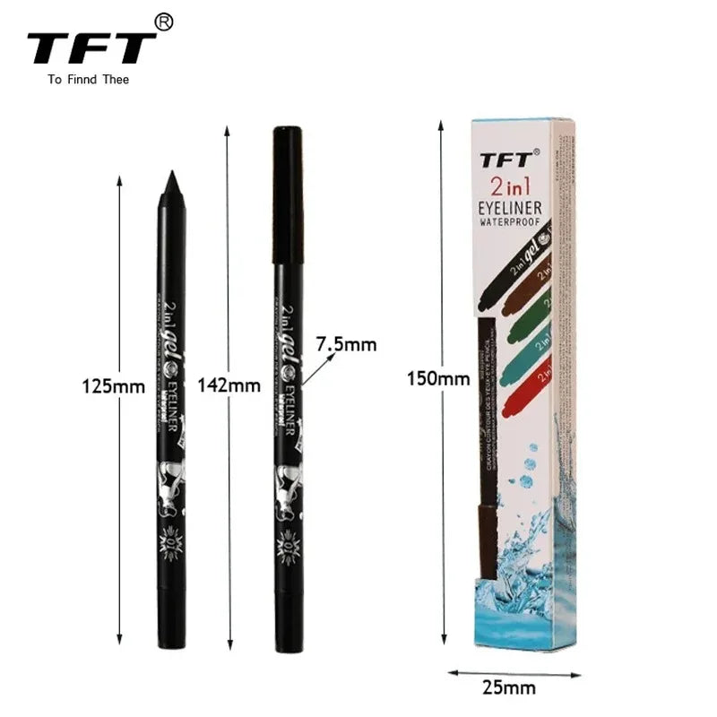 Waterproof Eyeliner Gel Pencil Pigment Brown Black White Glitter