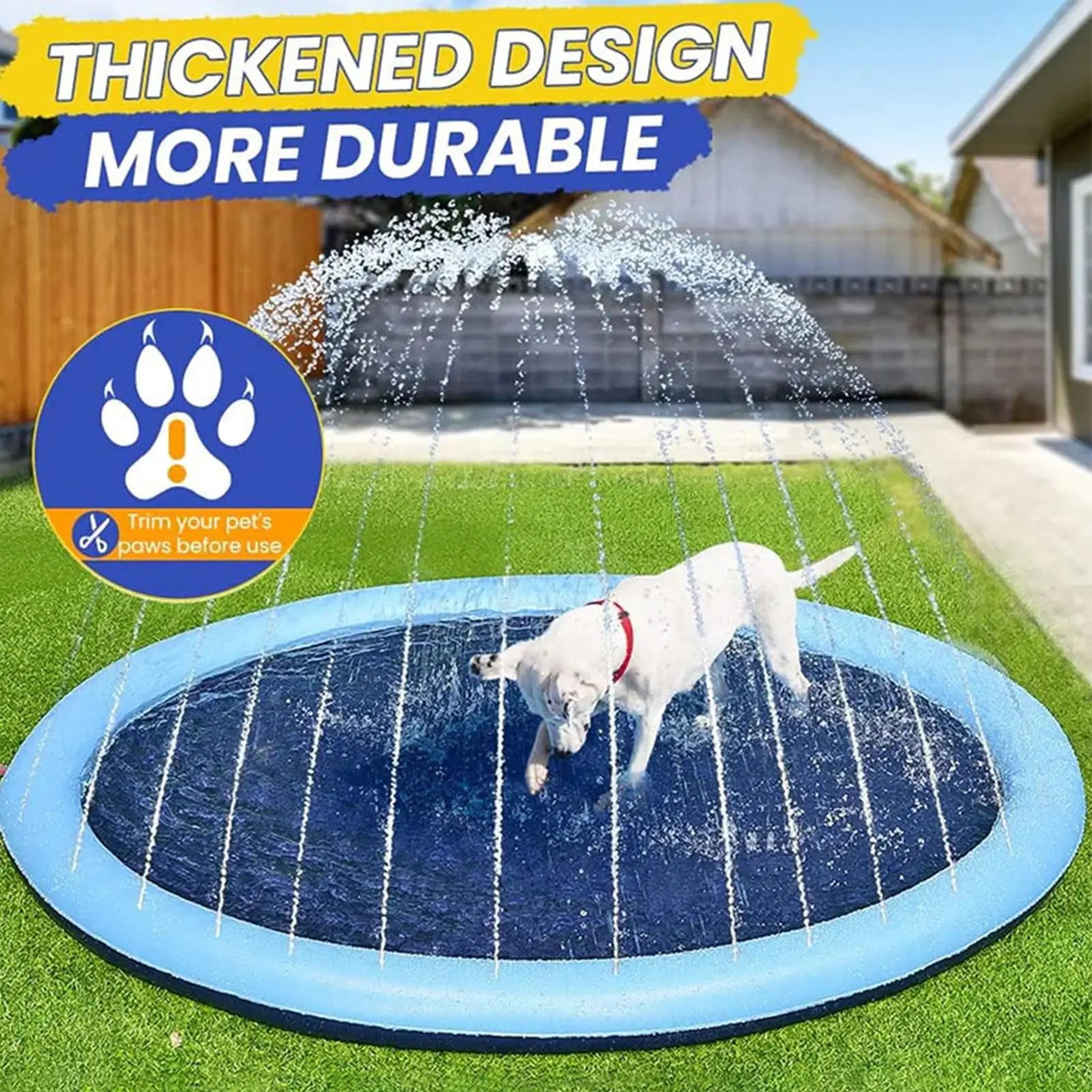 Sprinkler Water Play Mat Kids Reusable Non Slip Outdoor Pad Game Toys