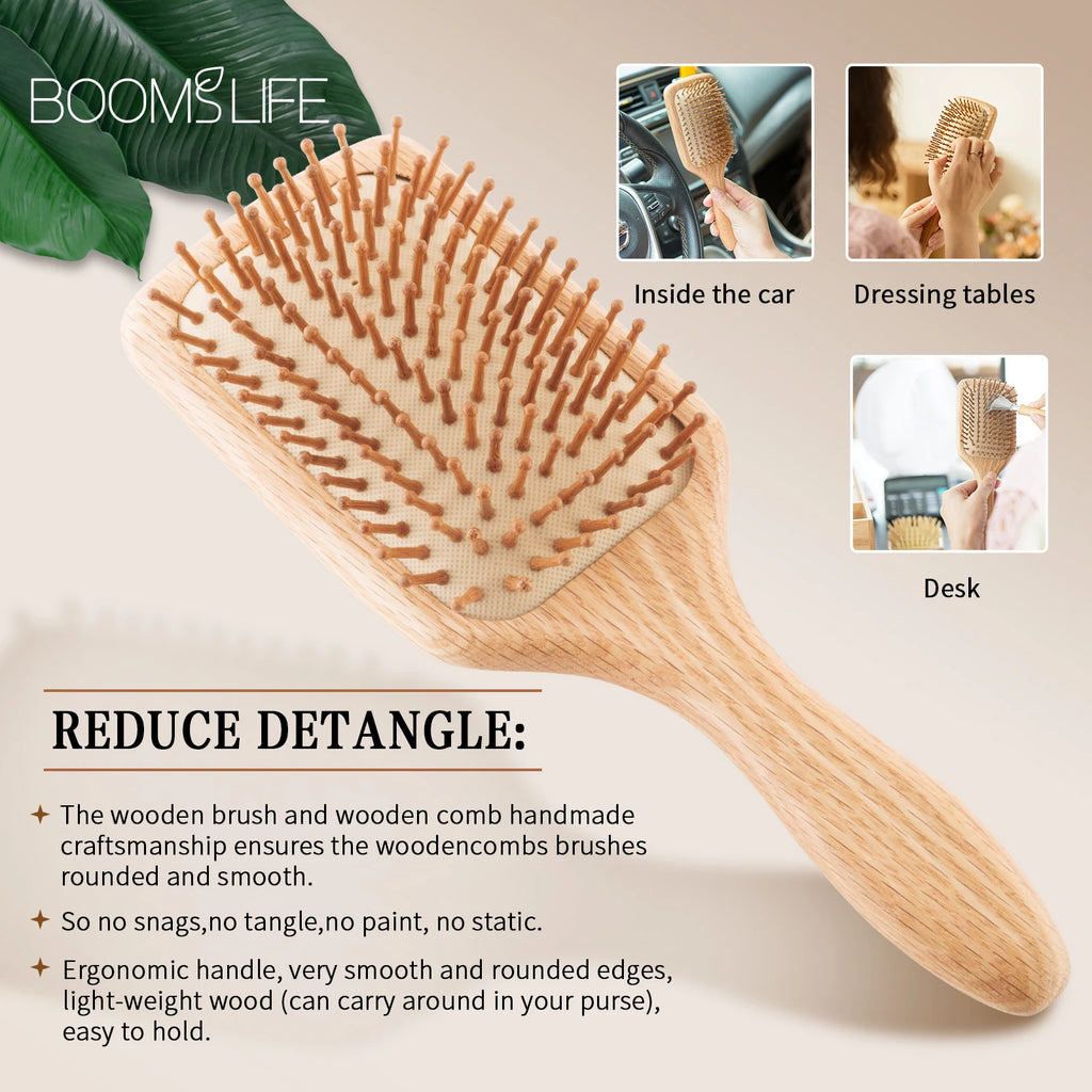 Profesional Hair Brush Women Wooden Hair Comb Healthy Cushion Massage Scalp Brush Paddle Hairbrush Wide Tooth Comb Hair Care Zpaxo
