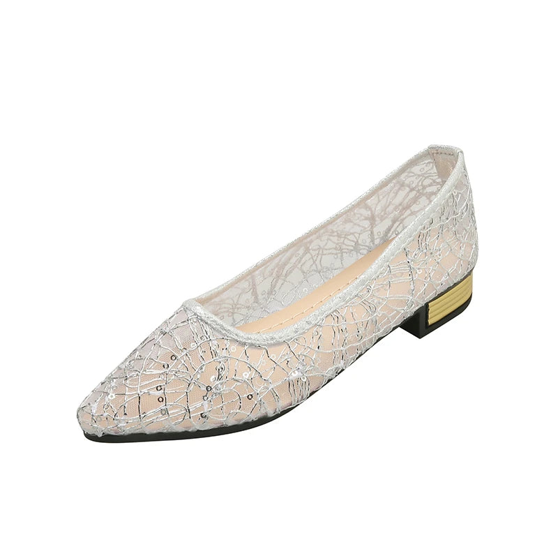 2026 Summer Casual Women's Single Shoes Shallow Breathable Low Heels Zpaxo Silver 42