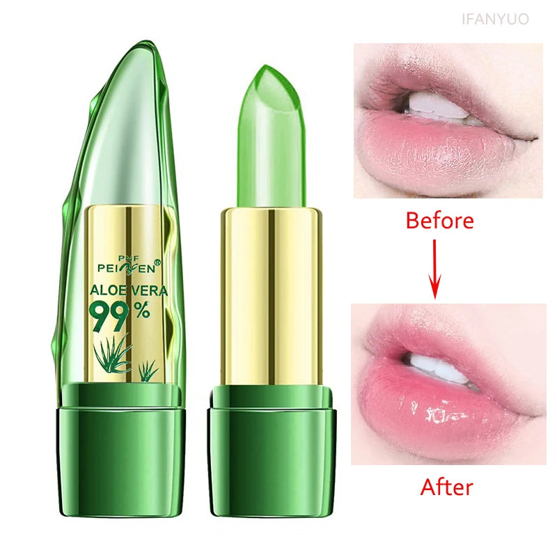 Aloe Vera Lipstick Batom Natural Temperature Change Jelly Lip Stick