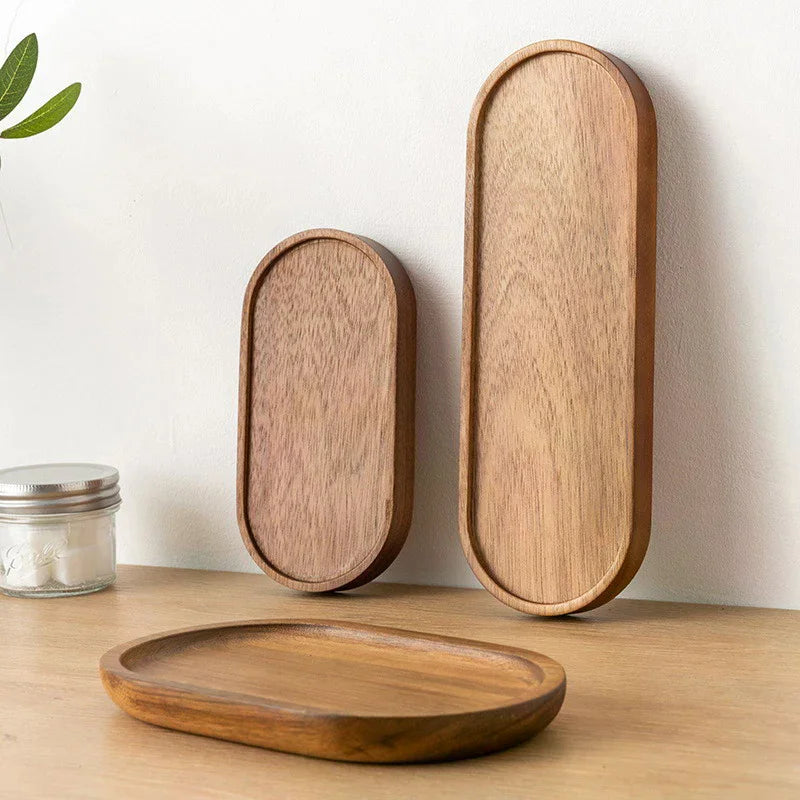 Wooden Plate Tableware Solid Wood Round Dessert Plate Japanese-style Wooden Tray Snack Plate Dried Fruit Plate Zpaxo