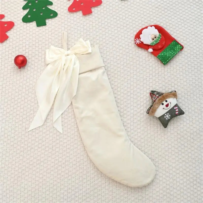 Bows Christmas Hanging Socks Stockings Candy Bag Decorations Home