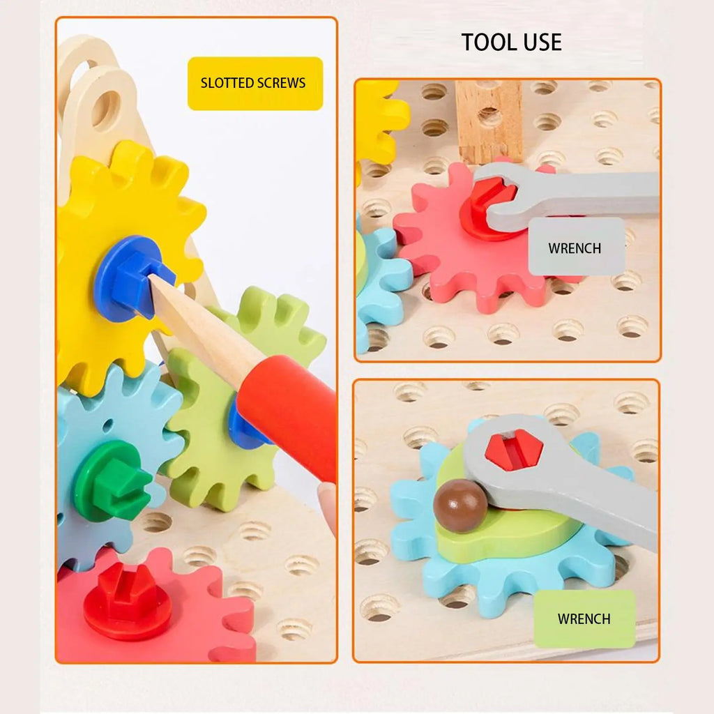 Gear Puzzle Game Wooden Spinner Gear Puzzle Board Game Sensory Fine Motor Skills Development Toy For Children Kid Girls Boys Zpaxo