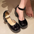 Women's Square Closed Toe Solid Block Heel Sandals Women Fashionable Zpaxo black 36