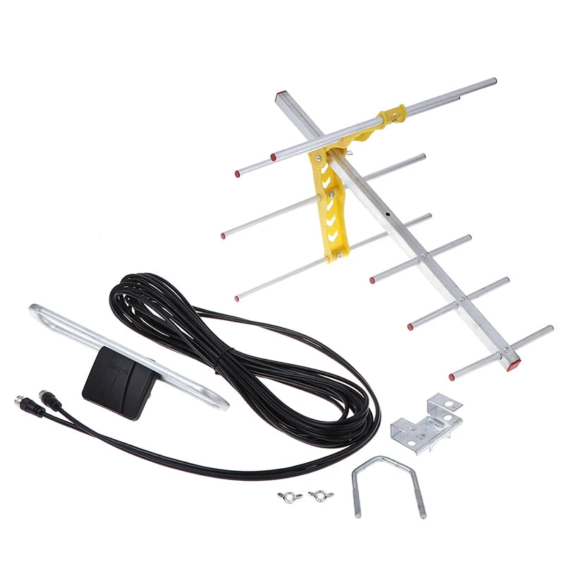 Outdoor 100Mile Amplified 8 Yagi Antenna HD TV 10dB Long Range UHF/VHF/FM HDTV Zpaxo Default Title