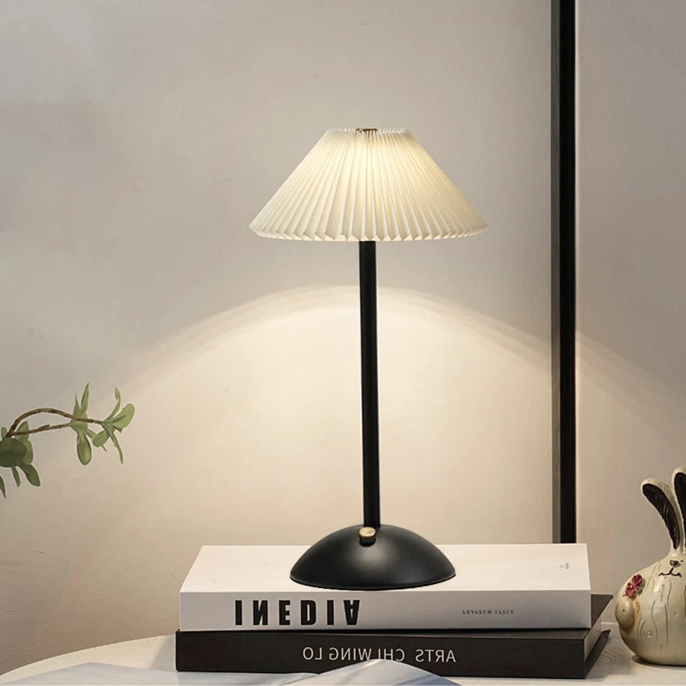 Nordic Pleated Nightstand Lamp USB Charging Decorative Night Light