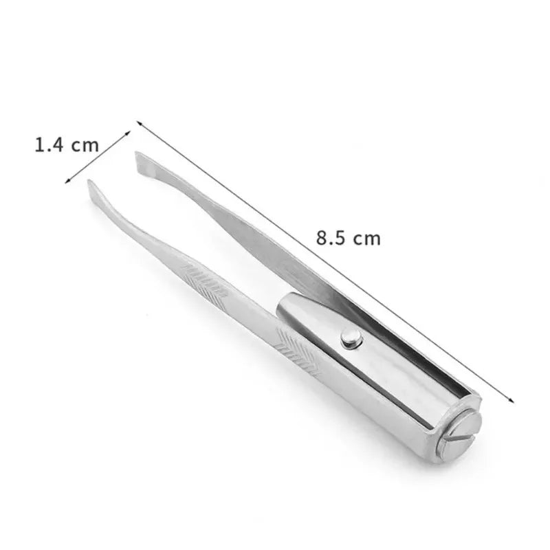 LED Lighted Eyebrow Tweezers – Stainless Steel Brow Clip Lighted Eyebrow Tweezers Zpaxo