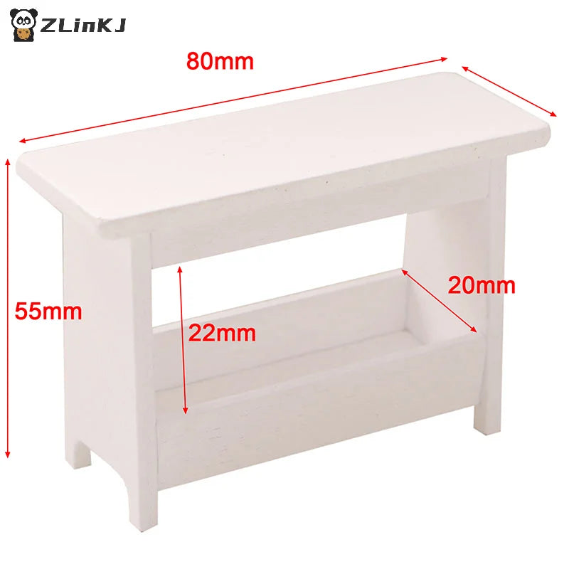 ▶1:12 Dollhouse Mini Stool Desk Table Model Cabinet Bookshelf Furniture Decor Toy Zpaxo