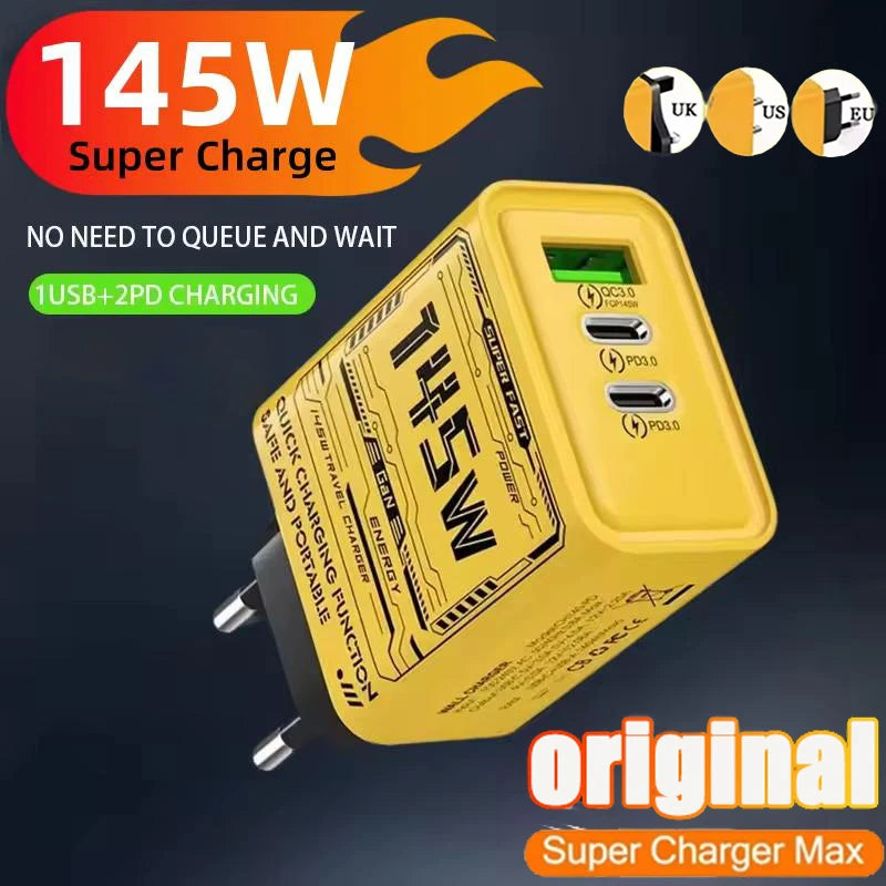 145W Ultra Fast Charging 3-ports Pd Usb Type-c Qc 3 0 Charge Adapter