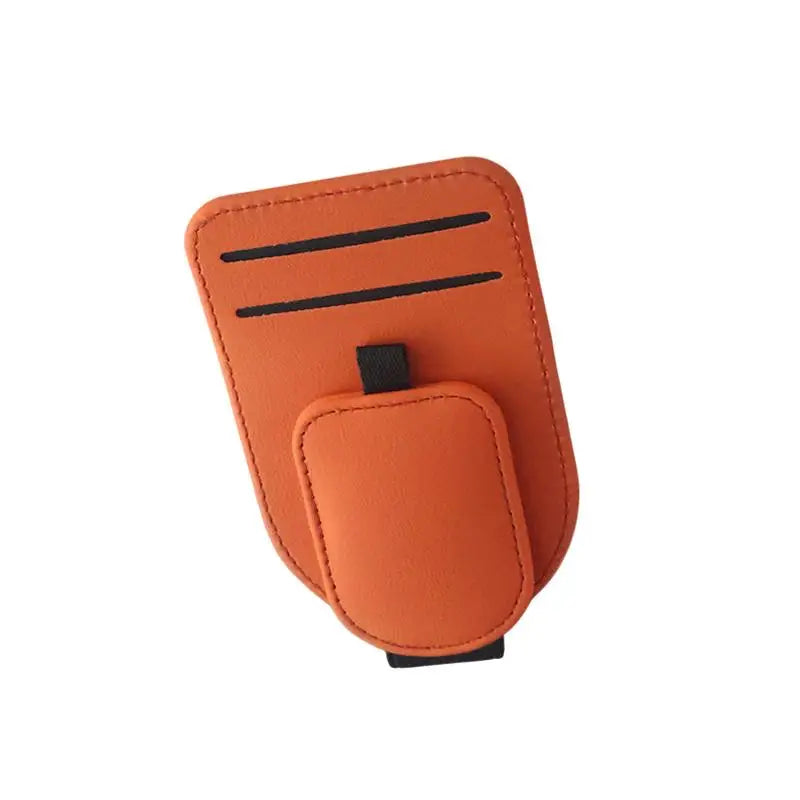Sunglass Holder Car Sun Visor Magnetic Leather Vehicle Eyeglass Zpaxo Orange