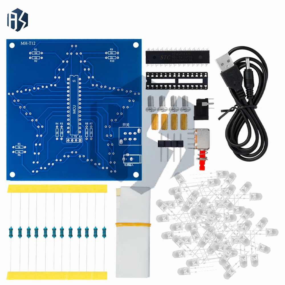 RGB LED Five-Pointed Star DIY Kit – 1/2/3PCS Colorful Light Module, 51 MCU & for Arduino Compatible Zpaxo