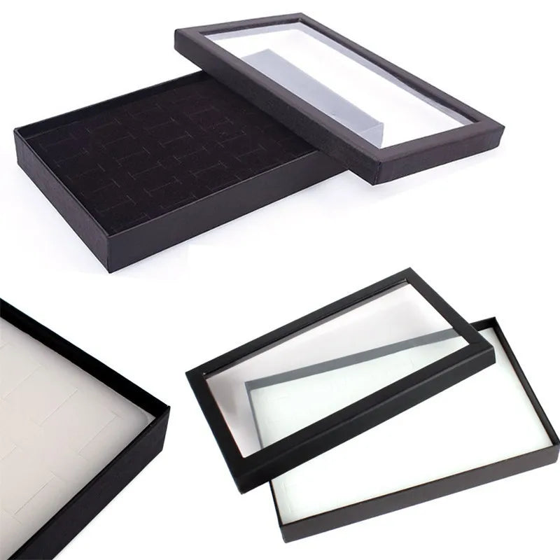 36 Slot Rings Display Box Stand Metal Earrings Storage Box Storage Box with Transparent Cover Jewelry Display Cabinet Zpaxo