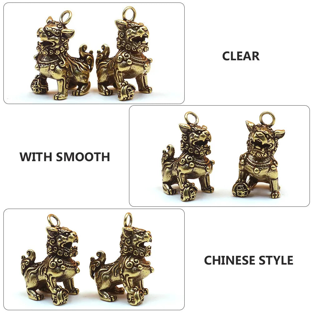 Premium Copper Chinese Lion Desktop Ornament Fengshui Adornment Home