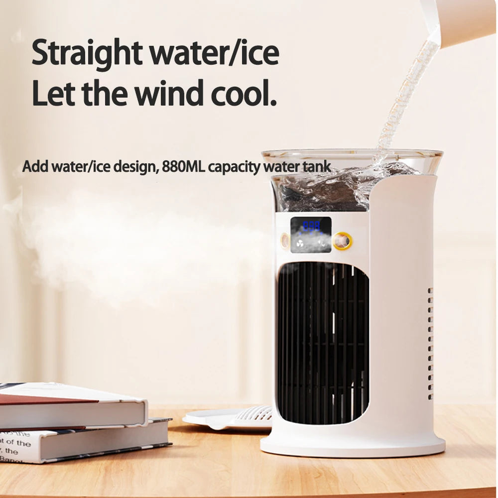 USB Mini Air Cooler Fan – Mist Humidifier & 7-Color Night Lamp Portable Air Cooler Fan Zpaxo