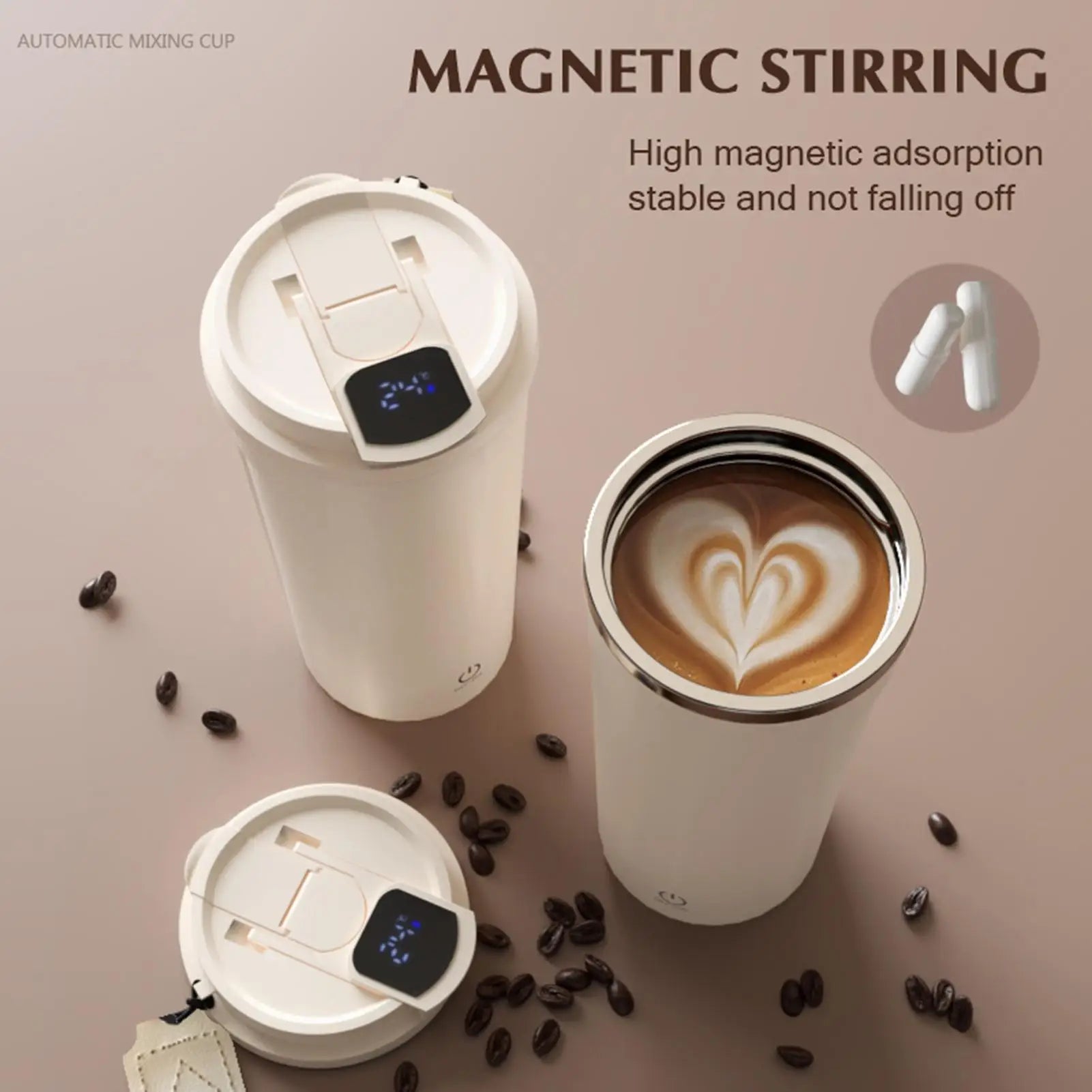 Self Stirring Cup Waterproof Straw Lid Automatic Coffee Mug Milk