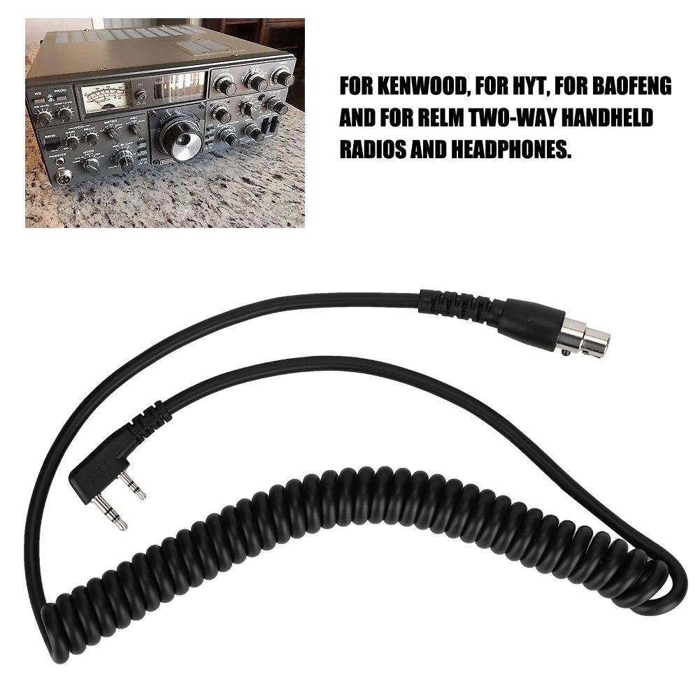 2-Pin 5-Pin Coil Cord Cable HYT Relm Two Way Radios Headsets Audio