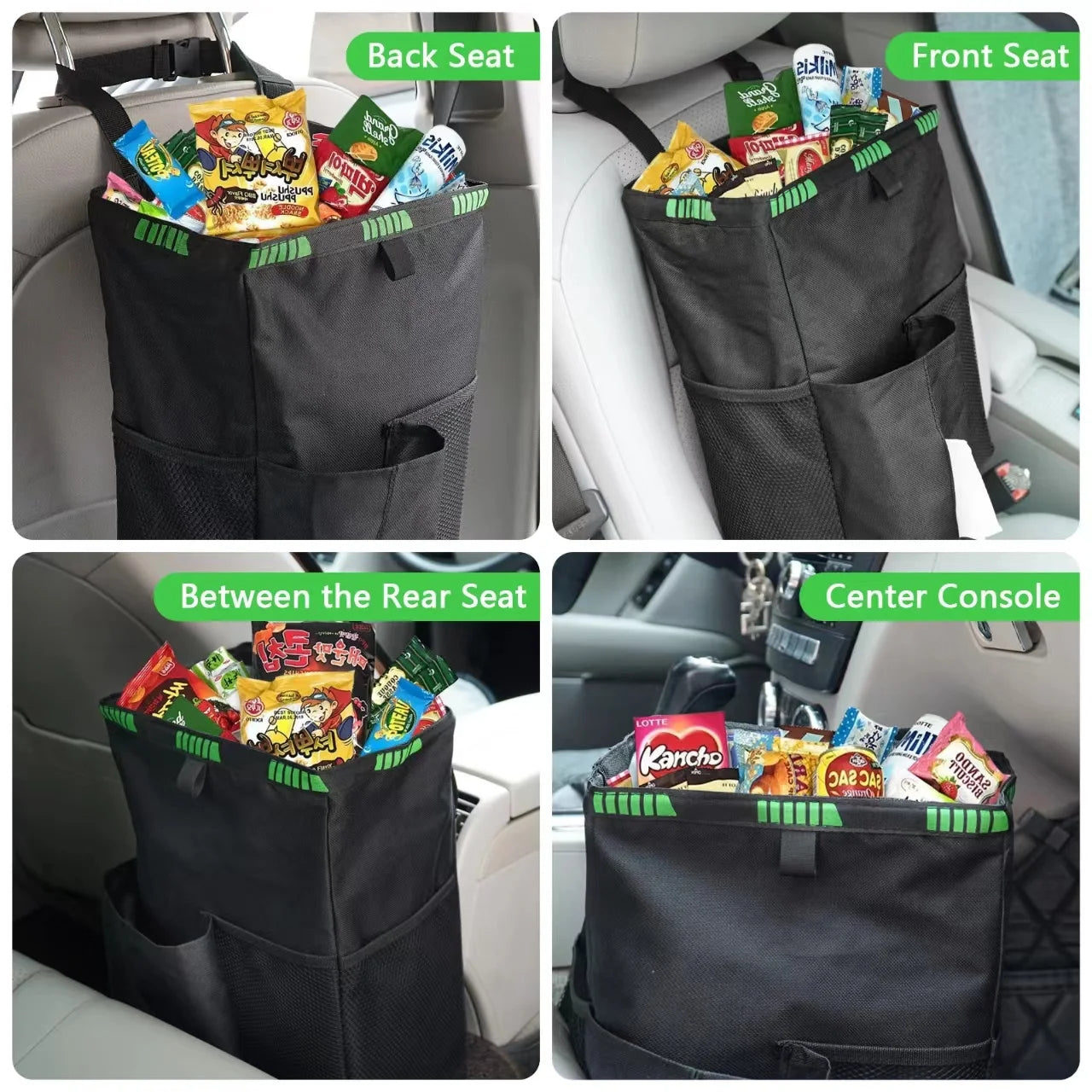 Multifunctional Foldable Hanging Car Trash Can High Quality Car Garbage Bin With Extra Storage Pockets Portable Vehicle Waste Zpaxo