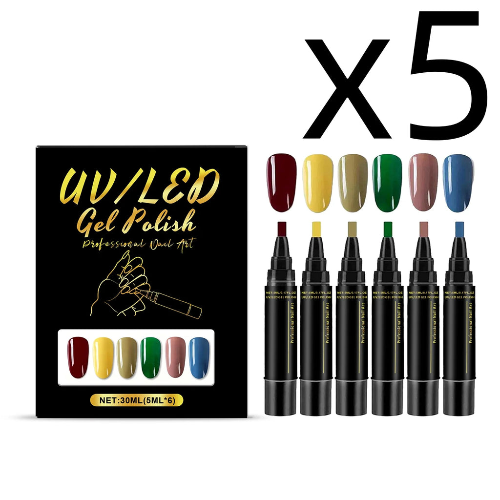 6-Color Nail Polish Pen Set – Quick Dry DIY Nail Art Pens Nail Art Pen Set Zpaxo 6pcs Boxed X 5PCS