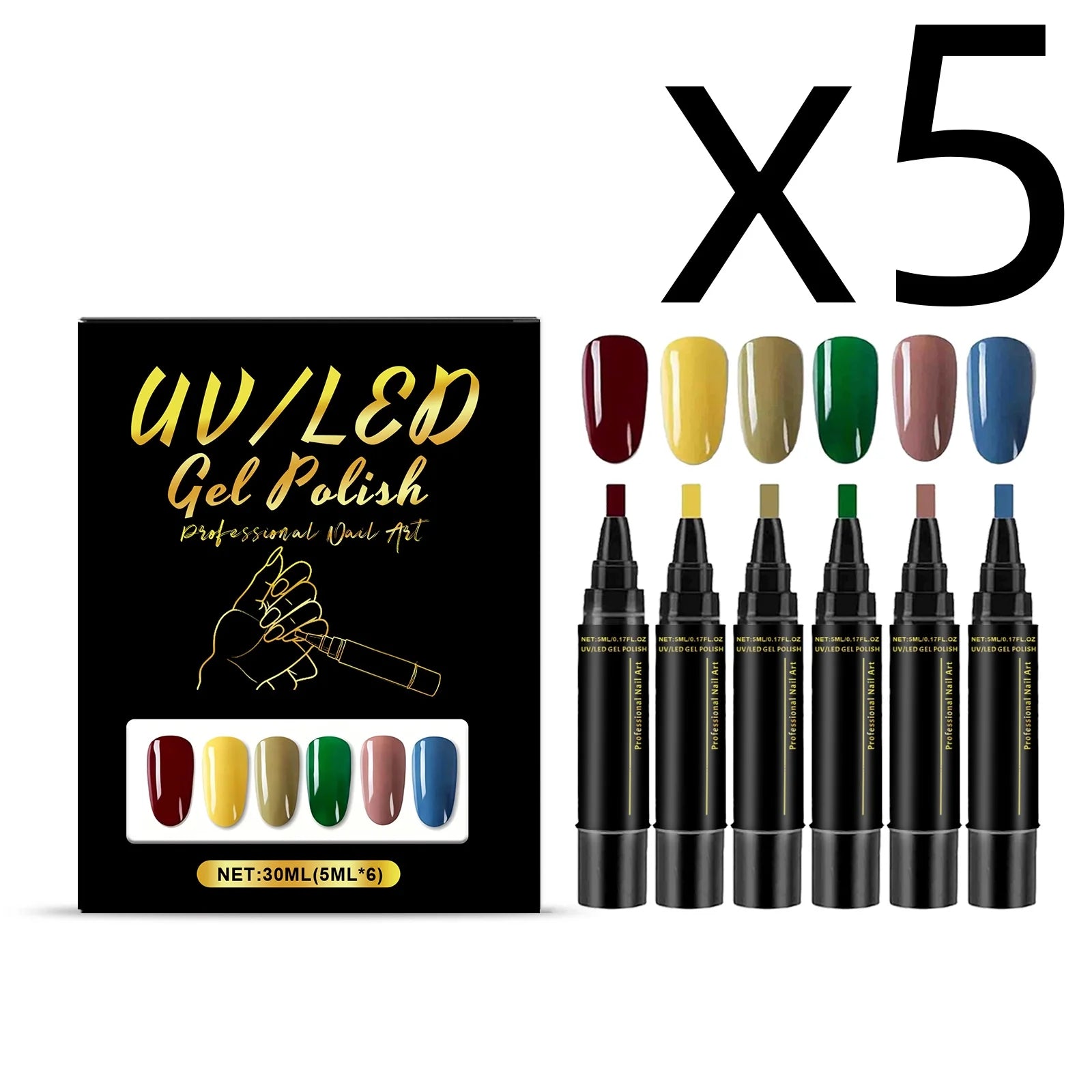 6-Color Nail Polish Pen Set – Quick Dry DIY Nail Art Pens Nail Art Pen Set Zpaxo 6pcs Boxed X 5PCS