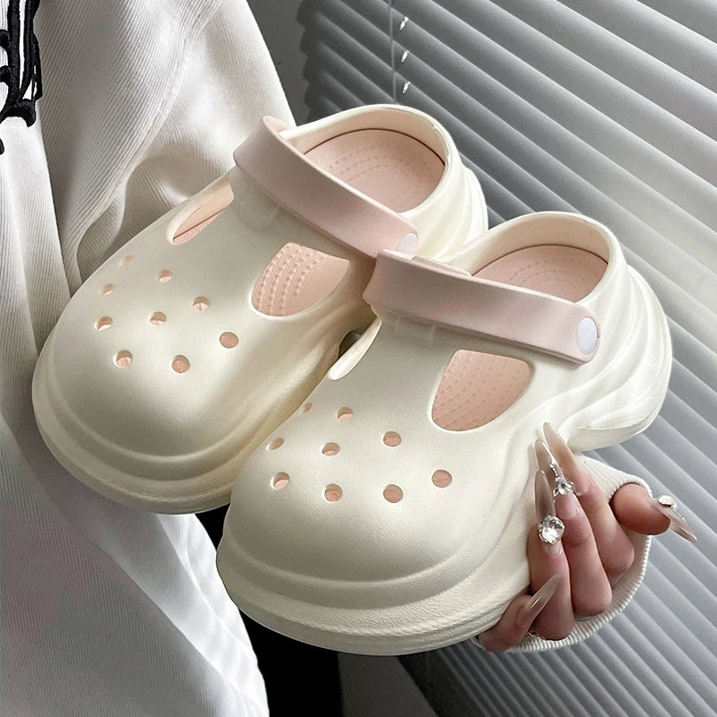 SHAJI Women Cloud Clogs EVA Thick Platform Hole Shoes Non Slip Soft