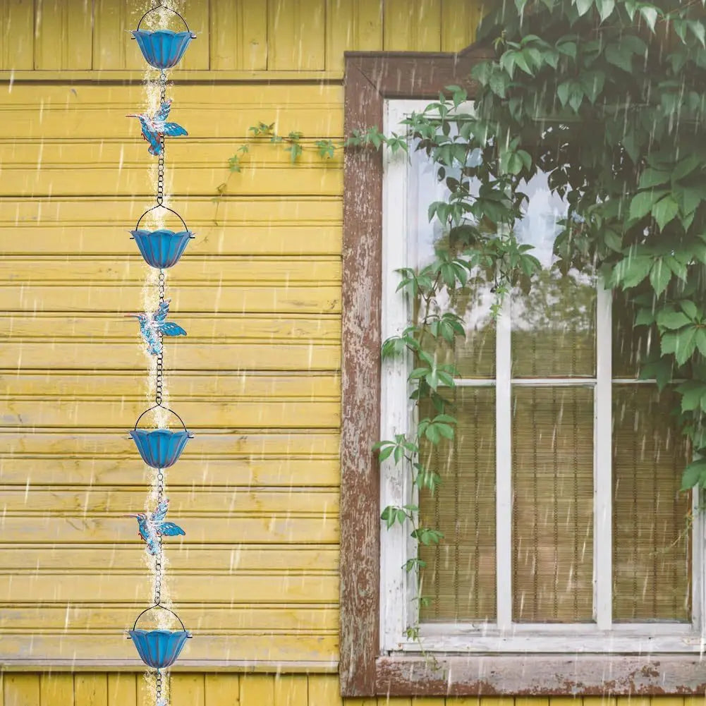 Lotus Bird Rain Chain Outdoor Decors Hanging Catcher Gardening