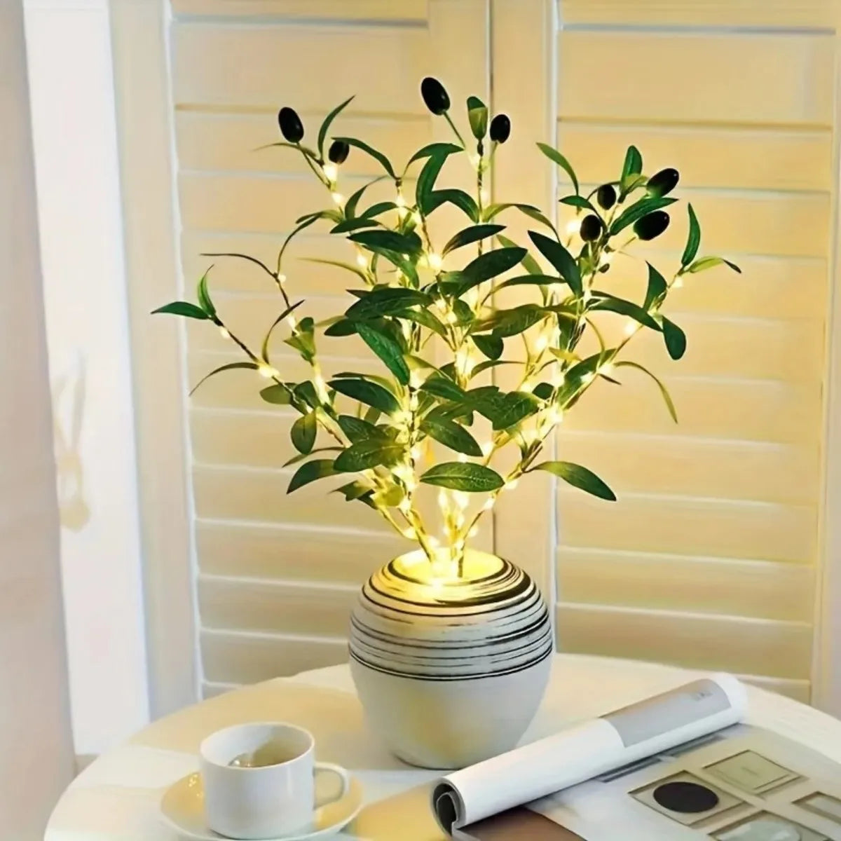 LED Simulation Fruit Olive Branch Copper Wire Tree Light Room Festive Zpaxo