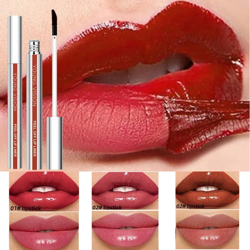 Tear-Off Lip Liner Peel-Off Lip Liner Matte Smudge-Free Hook & Loop Lip Pencil Makeup Pencil 3 Color Zpaxo