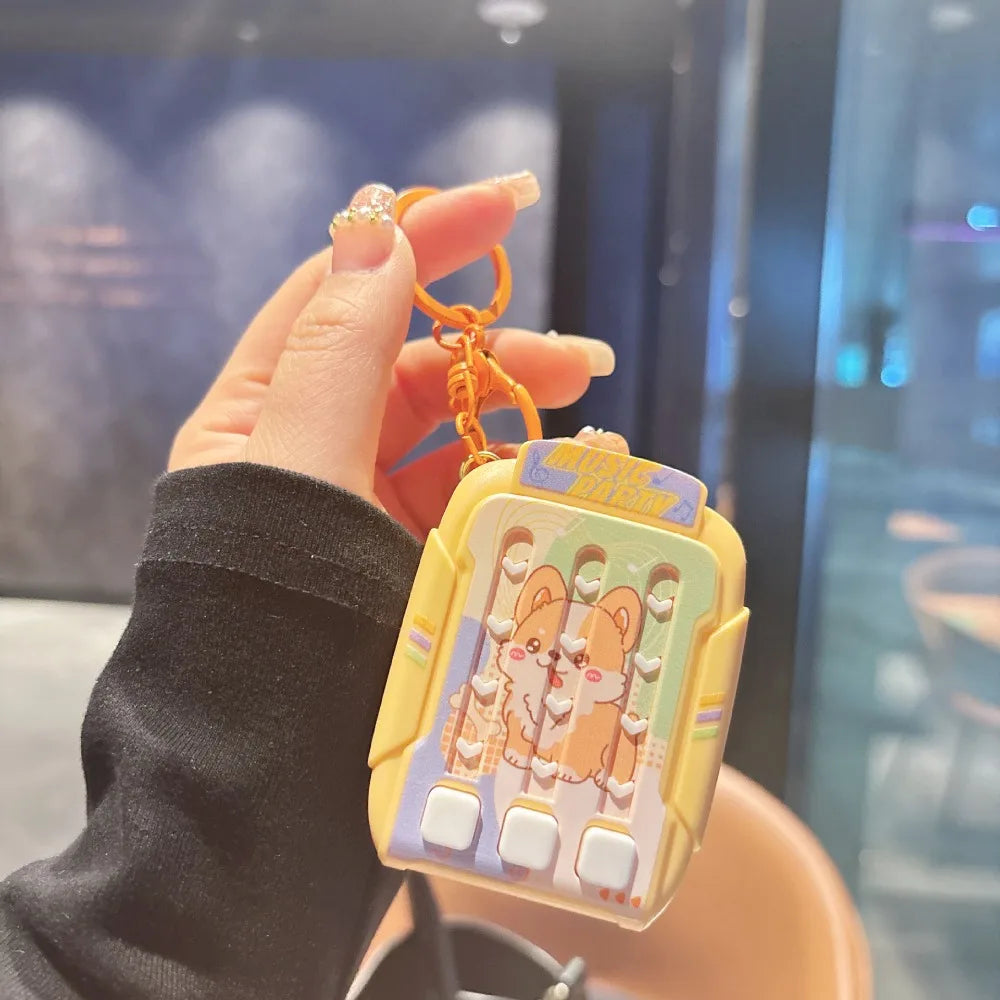 Cartoon Dancing Machine Keychain Rhythm Game Light Up Puzzle Solving Pendant Bag Charm Stress Relief Musical Challenge Keychain Zpaxo Yellow
