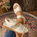 Women's Fish Mouth Open Toe Flower Embellishment Comfortable Vintage Zpaxo Beige 41