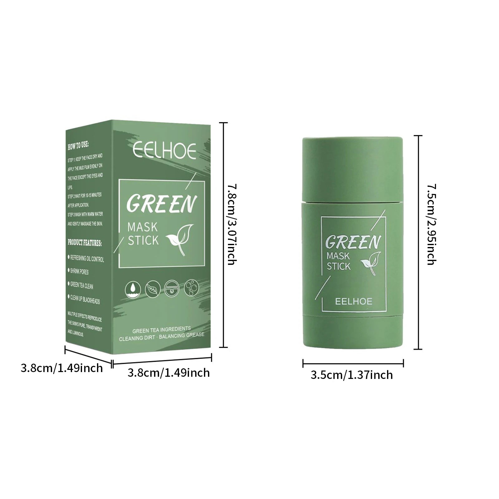 Eelhoe Green Tea Solid Mask Stick – Pore Cleanse & Blackheads Solid Face Mask Zpaxo