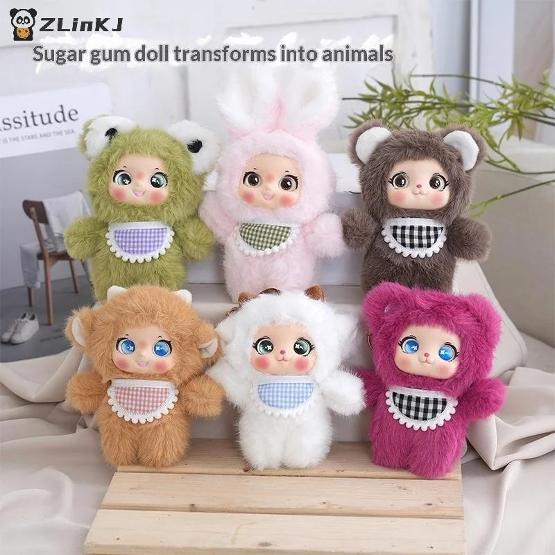 ▶Cute Animal Rabbit Bear Sheep Plush Doll Toy Pendant Keychain Ornaments Backpack Hangings Decoration Car Keyring For Women Gift Zpaxo