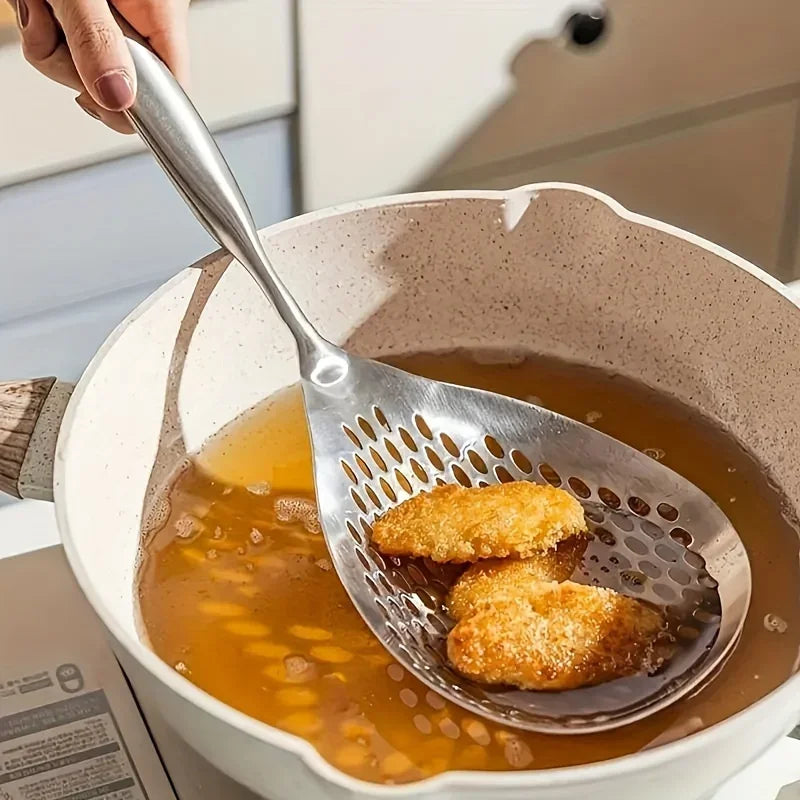 Large Durable Stainless Steel Colander Skimmer Spoon Heavy Duty Food