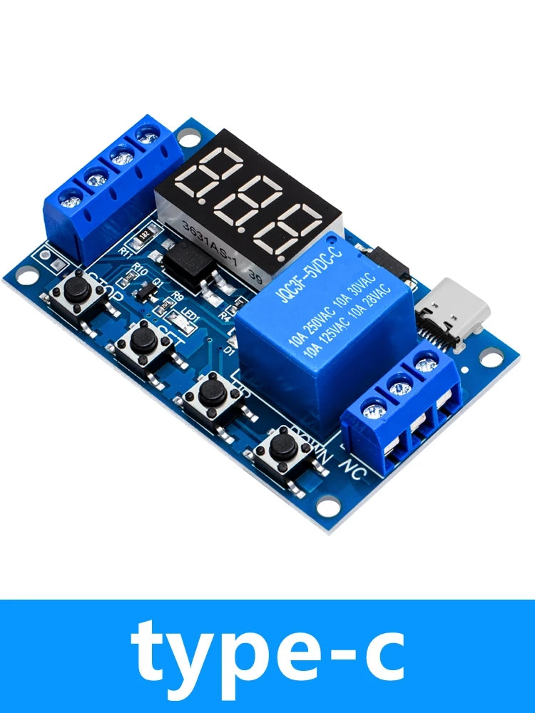 DIY Project Time Delay Relay 5V 1-Channel 999-Min Cycle Zpaxo type-c