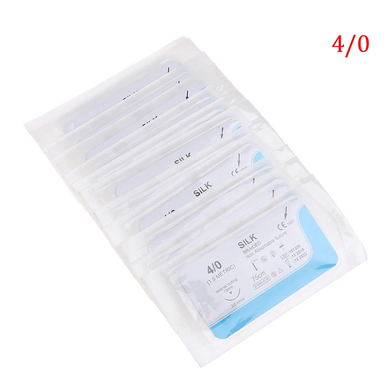 ▶12PCS 2.0/3.0/4.0 Dental Surgical Needle Silk Thread Suture Surgical Practice Kit Zpaxo 4.0