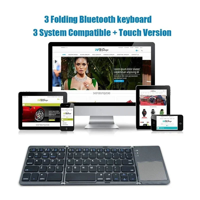 Bluetooth 5 0 Keyboard Tri-fold Mini Touchpad Rechargeable Wireless Zpaxo