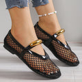 2025 Summer Women's Fashion Metal Decor Belt Flat Soft Soled Shoes Zpaxo black 38