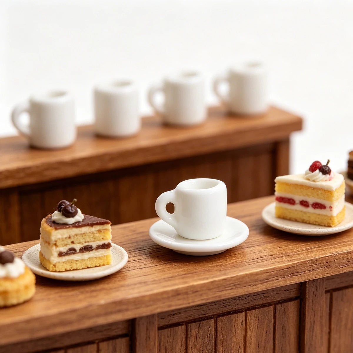 1:12 Miniature Coffee Mugs – Resin Dollhouse Tableware Set