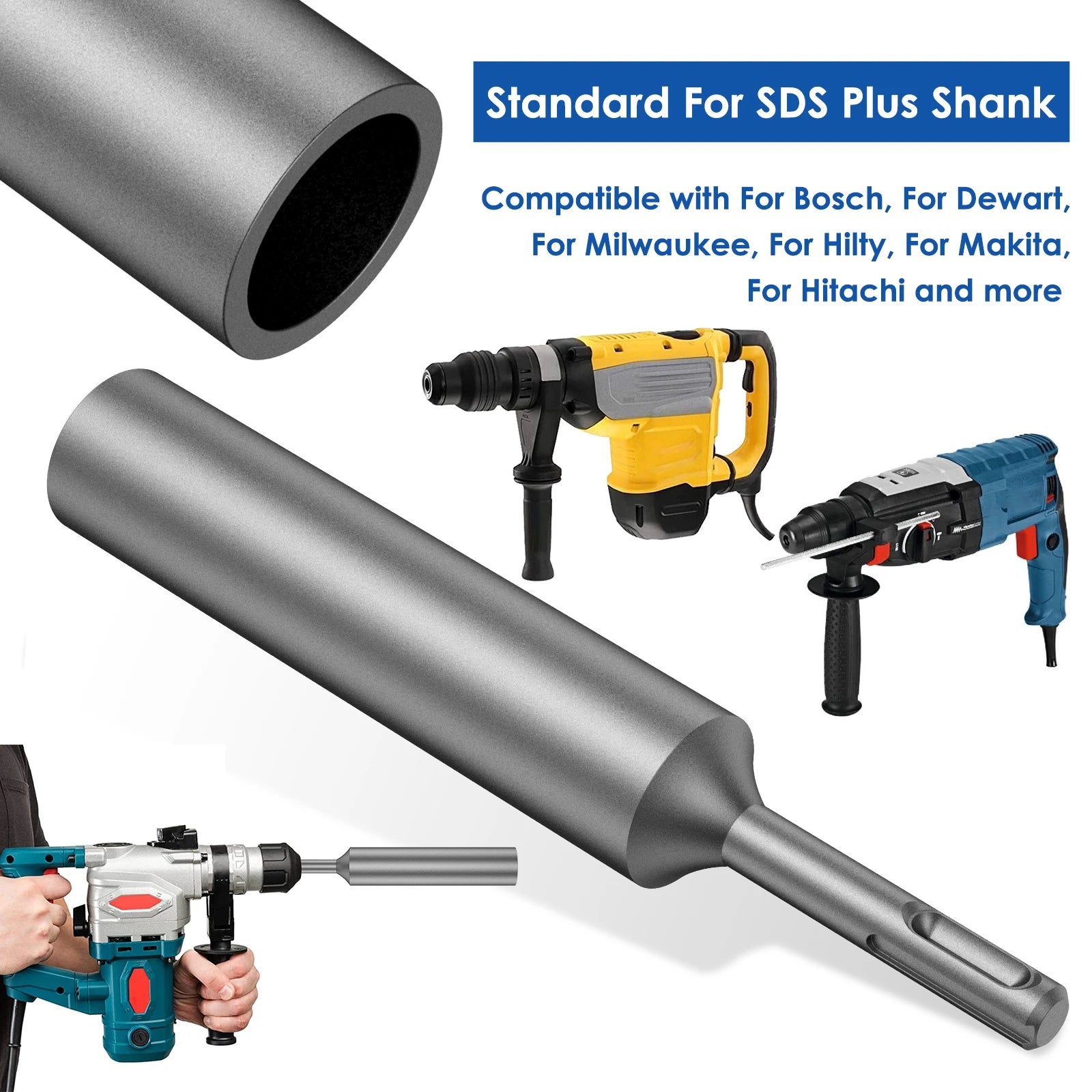 1 to 4 PCS SDS Plus Ground Rod Driver 17mm Earth Stake Grounding Rod Hardened Steel for SDS Plus Rotary Hammer Drill Power Tool Zpaxo
