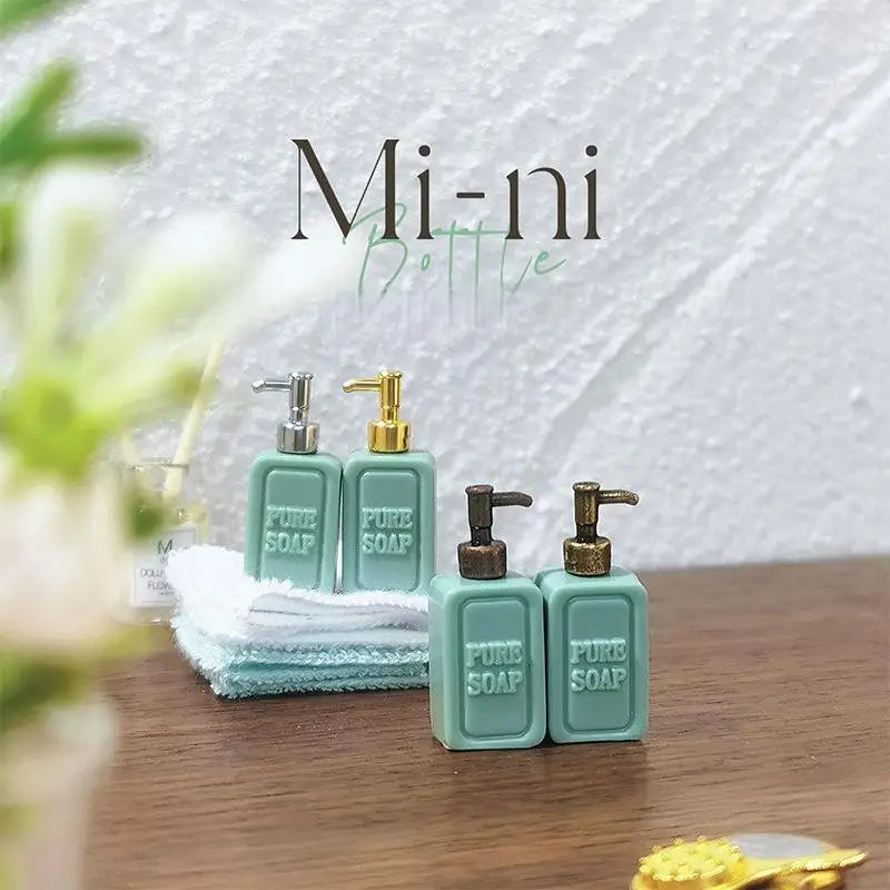 4Pcs Dollhouse Bathroom Accessories Mini Split Bottle Pretend Play Furniture Toy Miniature Soap Dispenser Model Doll House Decor Zpaxo A2