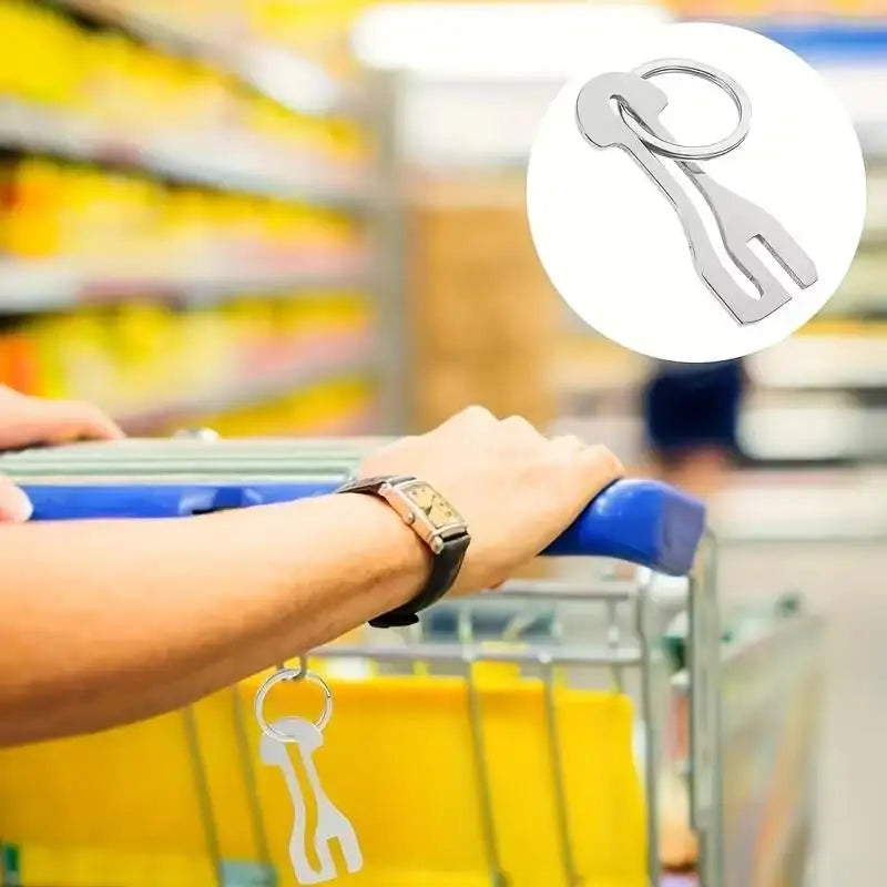 2pcs Reusable Shopping Cart Token – Stainless Steel Lock Chain, Detachable Key Ring for Carts Zpaxo
