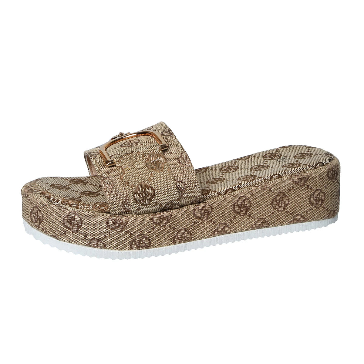 Women's Platform Slippers Trend Slides Women Designer Flat Sandals Zpaxo Khaki 37