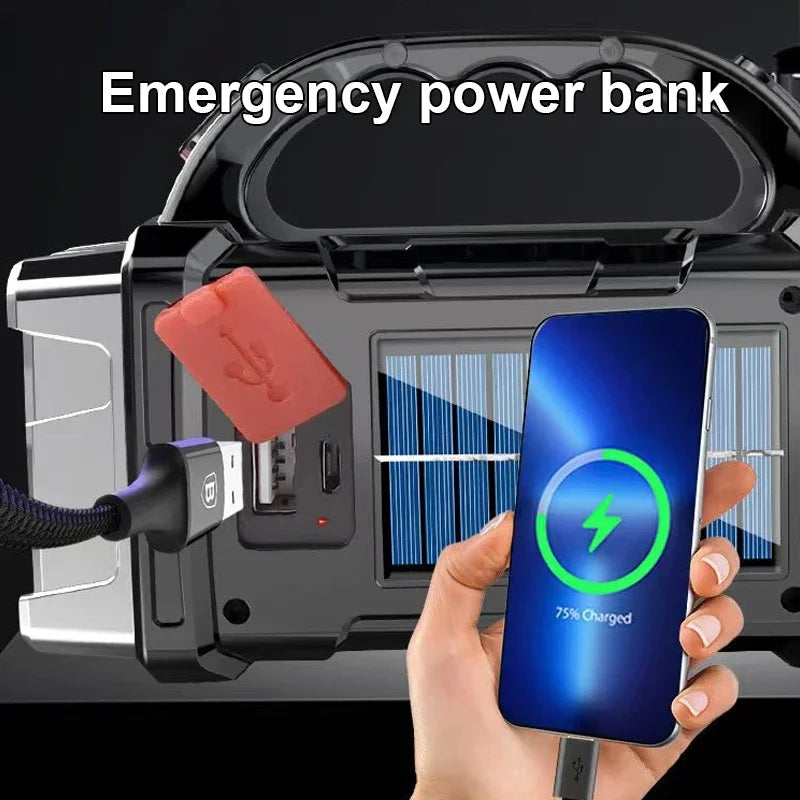 Solar USB Rechargeable LED Camping Lantern – COB Work Light